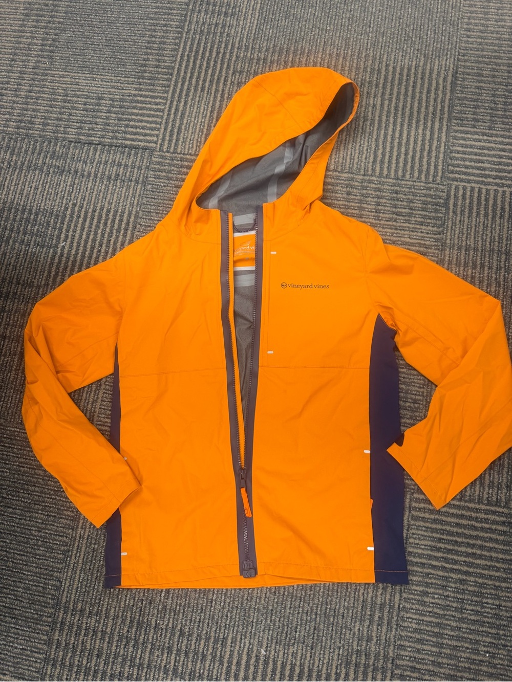 EUC Vineyard Vines Kids Orange On The Go Rain Jacket Sz M